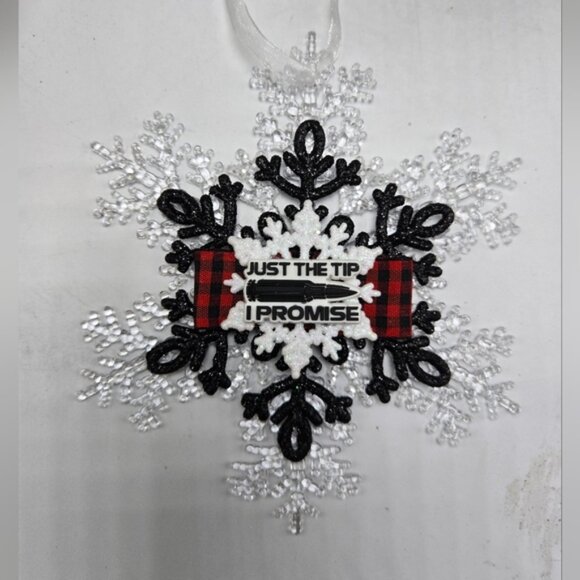 NWT Just the Tip I Promise Ornament Snowflake 2A Bullet Guns Holiday Seasonal - Picture 2 of 4